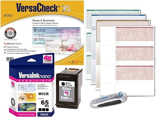 VersaCheck 65 MICR Ink Check Kit de conversión de impresora, MICR negro