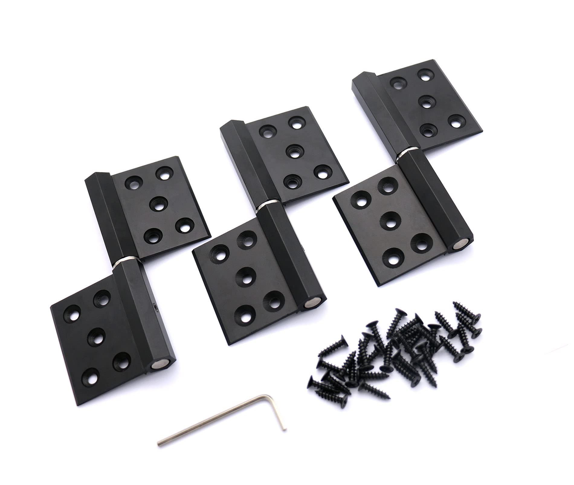 Anmeilexst 3 Pcs 4⅝" x 3¾" Electrophoretic Oxidized Black Aluminum Alloy Flag Hinge, Removable Stainless Steel Core Aluminum Alloy Door Hinges, Thickness 0.1", Max Load 110 lb One Pair