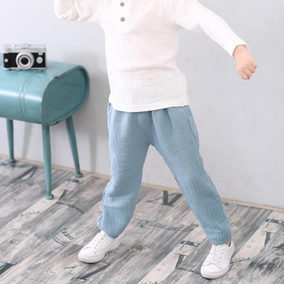 Confezione da 3 Pantaloni Estivi in Lino per Neonati e Bambini Piccoli, Pantaloni Lunghi Leggeri e Traspiranti Estivi Harem Sottili da Jogging per Bambino