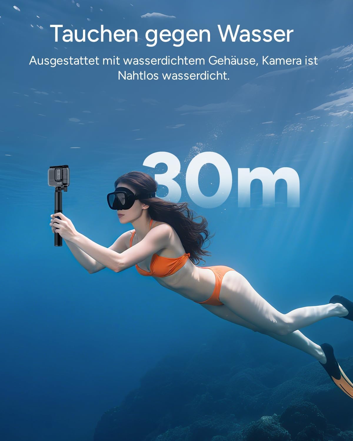 SJCAM SJ20 Vlogging Camera 4K ohne SD,Sportkamera mit 40MP, 8X Zoom und Supernachtmodus,Unterwasserkamera Schnorcheln für Reisen, Motorrad, Outdoor, Mit Kabelgebundenem Mikrofon und 8H Selfie-Stick