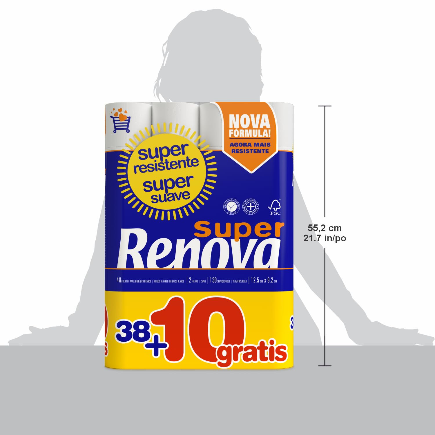 Renova Papel Higiénico Blanco - 38+10 Unidades