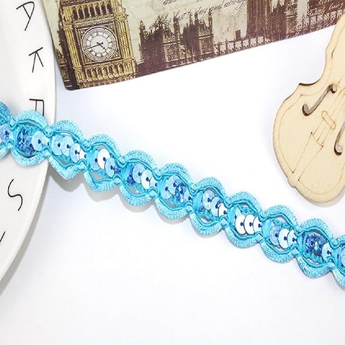 Yalulu Borde de cinta de lentejuelas de 10 yardas, ribete de lentejuelas con purpurina de 0.7 pulgadas, ribete trenzado de lentejuelas metálicas