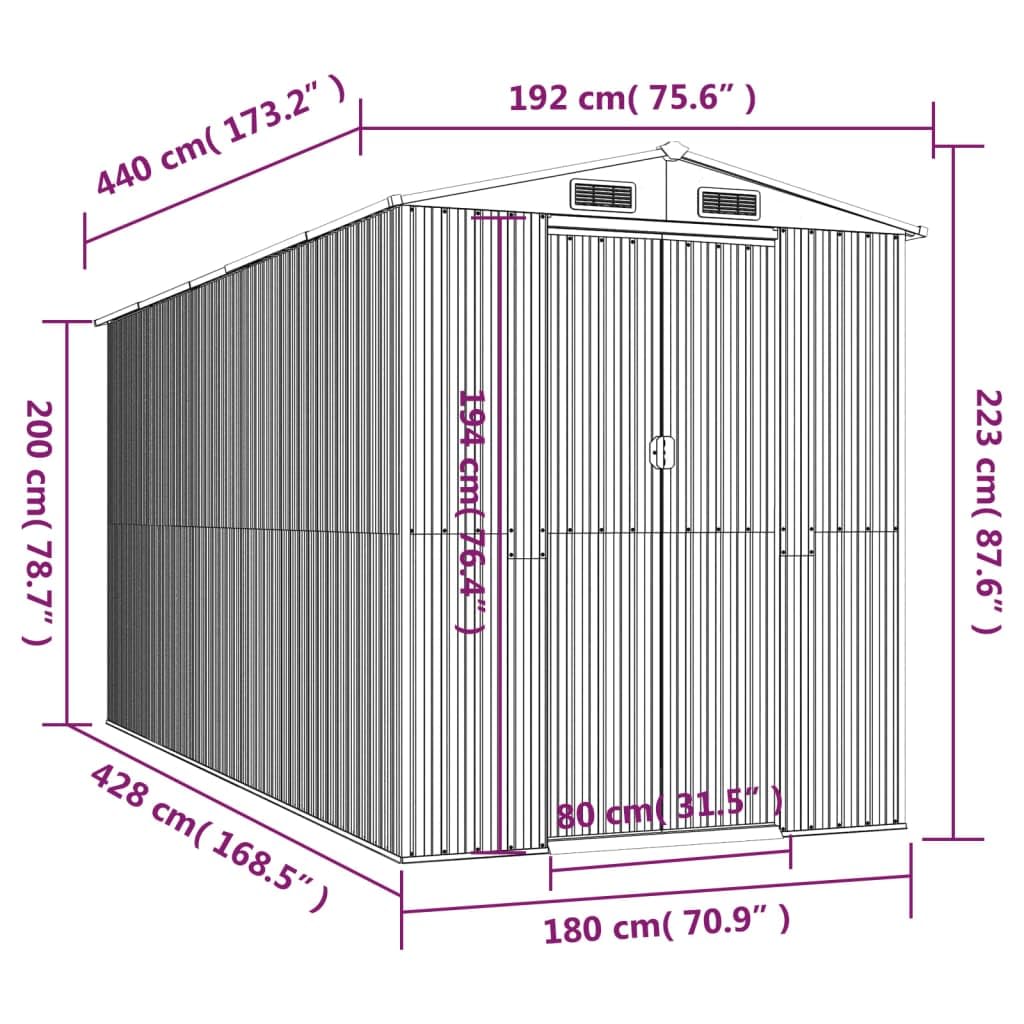 Générique Abri de Jardin Anthracite 192x440x223 cm Acier galvanisé,Maison & Jardin,Pelouses & Jardins,Vie en extérieur,Structures extérieures,Cabanes & abris de Jardin,3147452