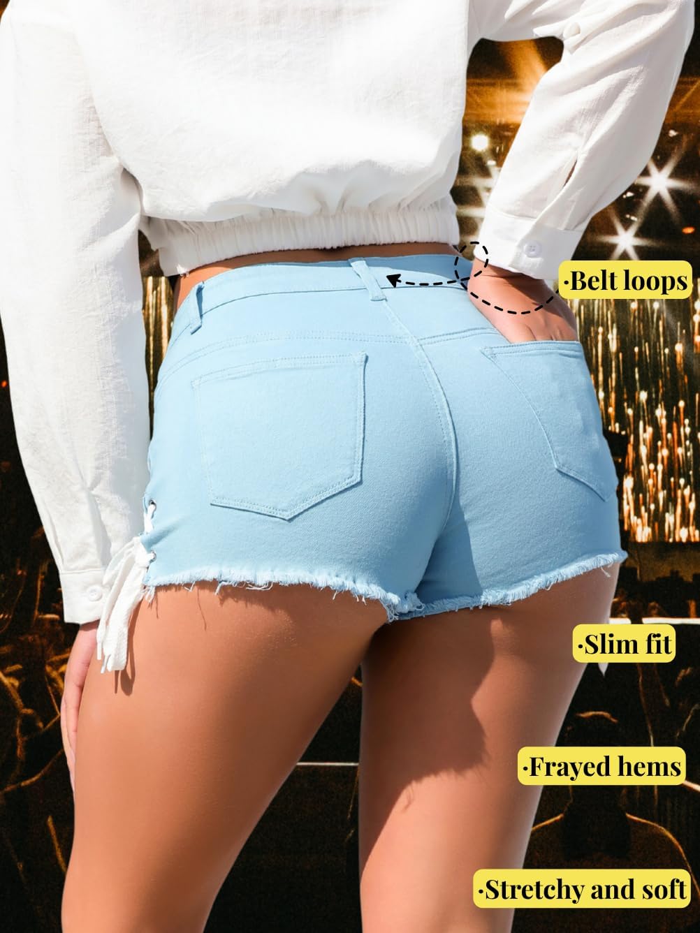 Kaei&Shi Womens Distressed Jean Shorts,Low Rise Denim Shorts Jorts with Pockets,Sexy Freaknik Outfit - Image 3