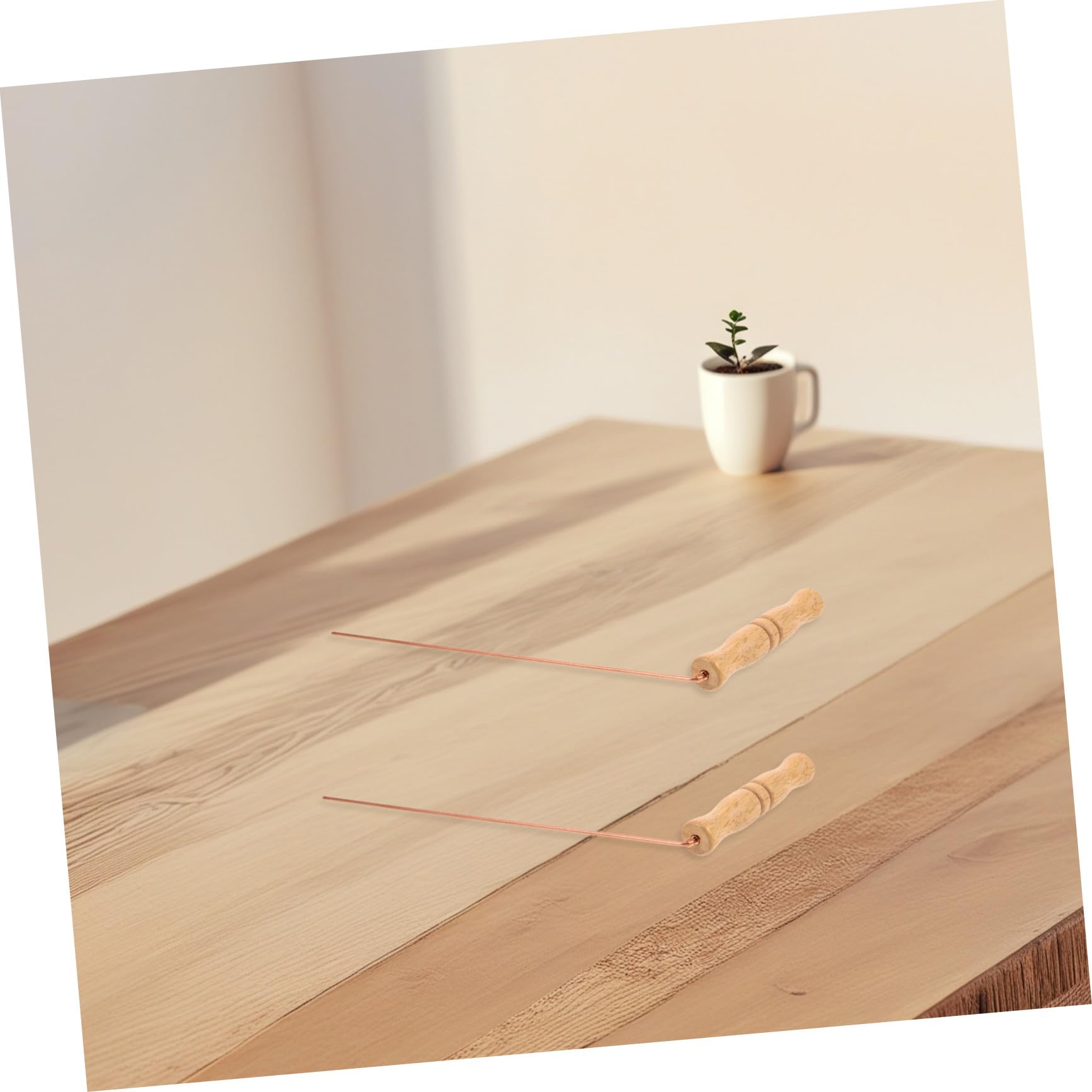 TOYANDONA 2 Pièces Baguettes de Sourcier en Cuivre Pur, Outils de Divination Portables et Fiables, Matériel en Bois et Laiton, pour Chasse Fantôme et Prospection d'or