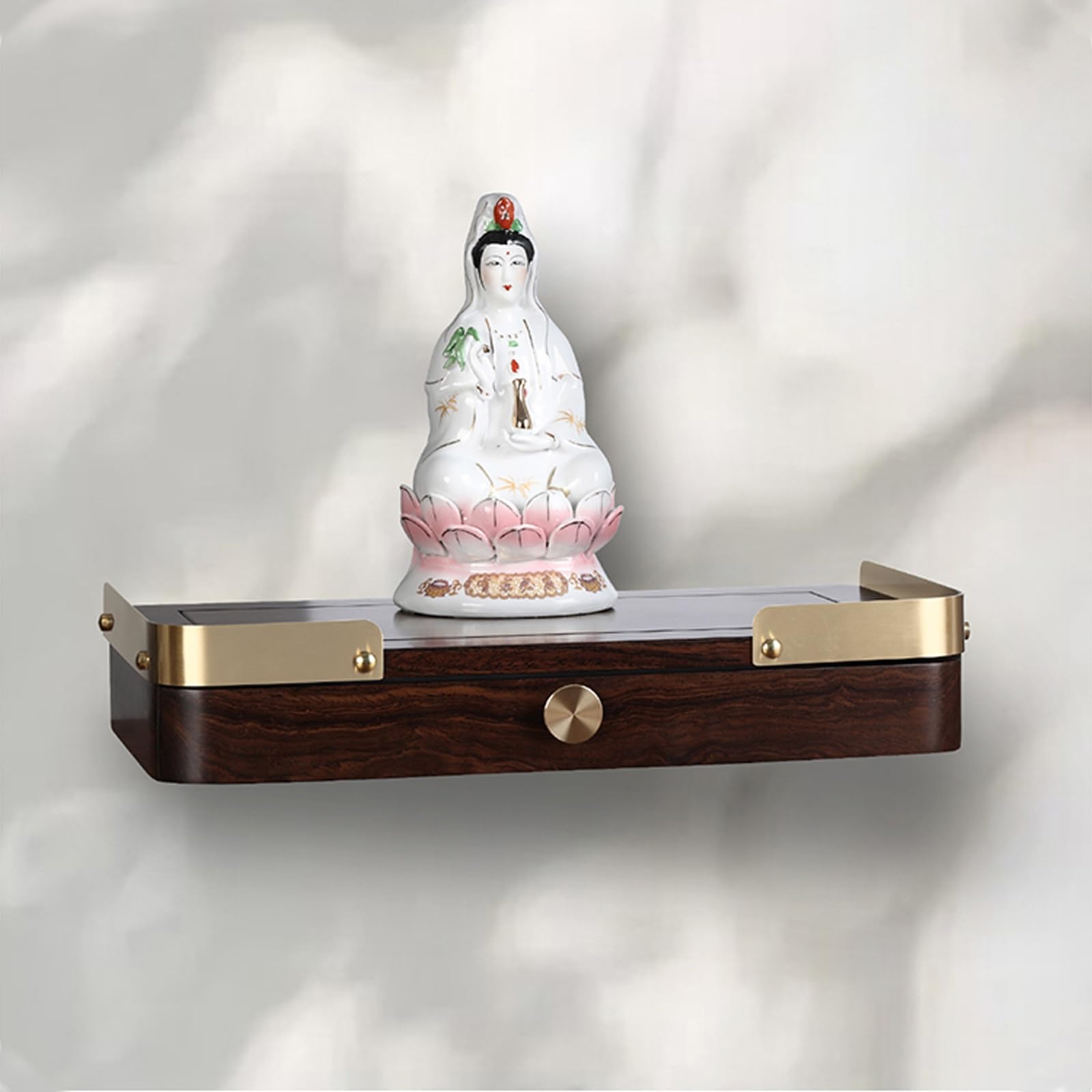 Estante de pared de madera con cajón, vitrina compacta para espacios pequeños