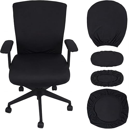 Tatuo Funda para silla de computadora, funda de asiento de oficina con reposabrazos y respaldo, protector elástico elástico para silla giratorio