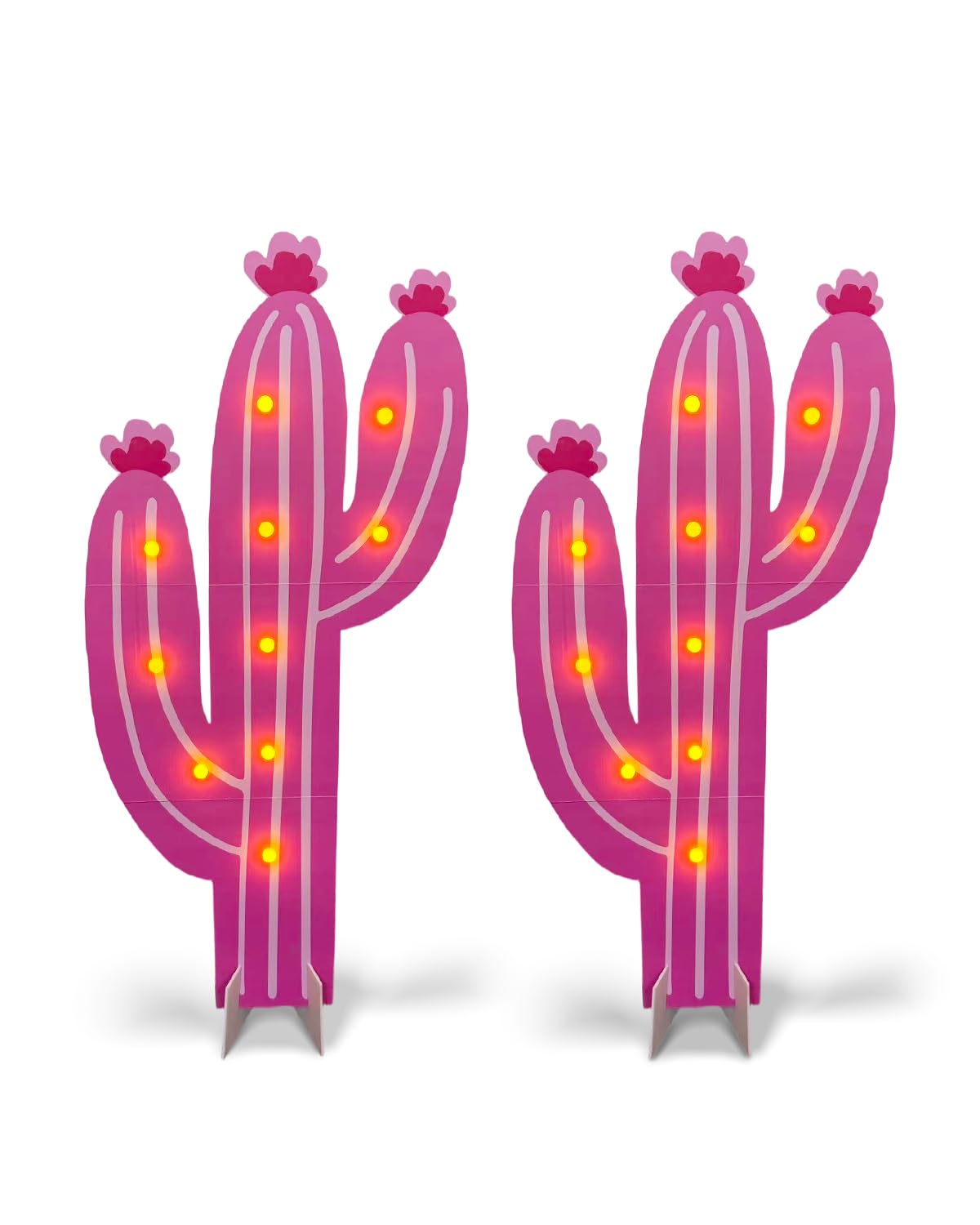 Photo 1 of CORALMEE 2 Pcs LED Cowgirl Party Decorations, 35" Large Light Up Pink Cactus Western Decor, Marquee Cardboard Cutout, Large Photo Props for Last Rodeo Bachelorette, My First Rodeo Birthday Supplies