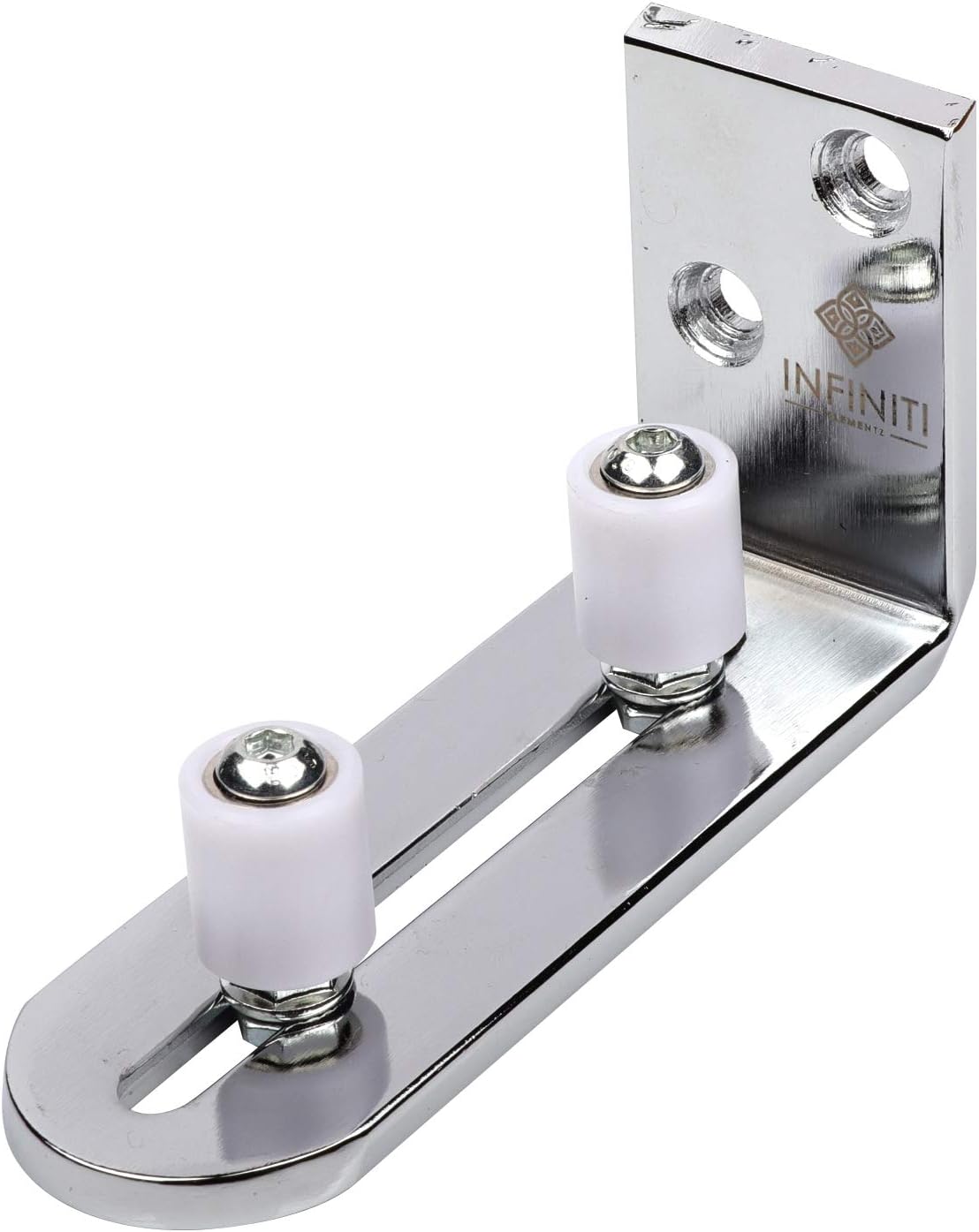 NEW IMPROVED DESIGN!!! Barn Door Floor Guide | SMOOTH AS BUTTER BEARINGS!!! | Stay Roller Sliding Adjustable by Infiniti Elementz | Unique Guide Flush With Floor | Durable Steel Frame (Silver)