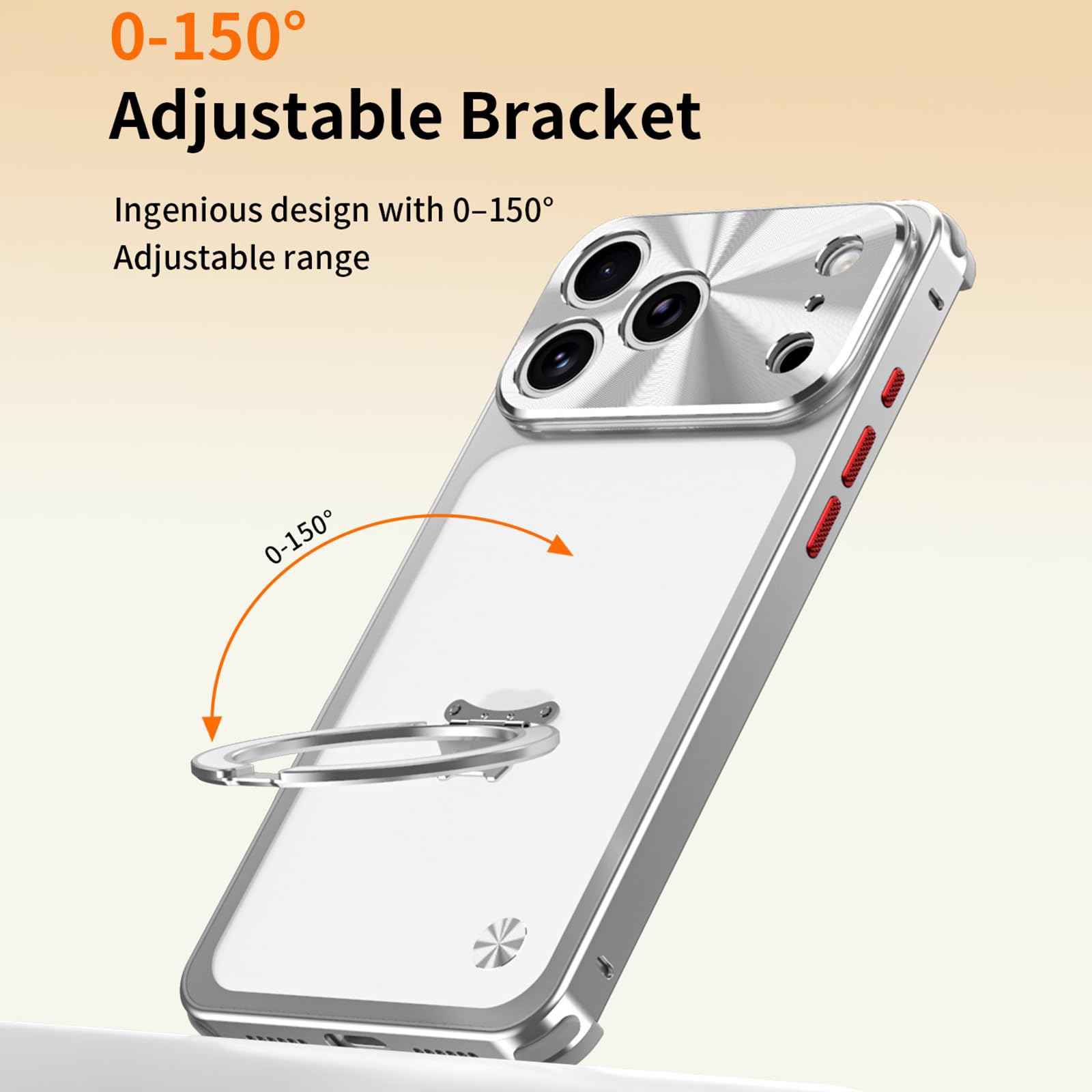Magnetische Hülle für iPhone 17 Pro Max/17 Pro, Dünne Aluminiumlegierung Rahmen Metall Schutzhülle mit Drehbar Ständer Handyhülle,Schwarz,17 Pro