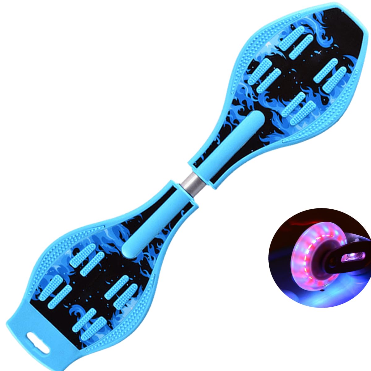 ERNAN Caster Board, Street Surfing Waveboard Light Up LED Wheels Skateboard Youth Caster Board.Castor board with Light Up Wheels for kids/teens. (Flame Blue)