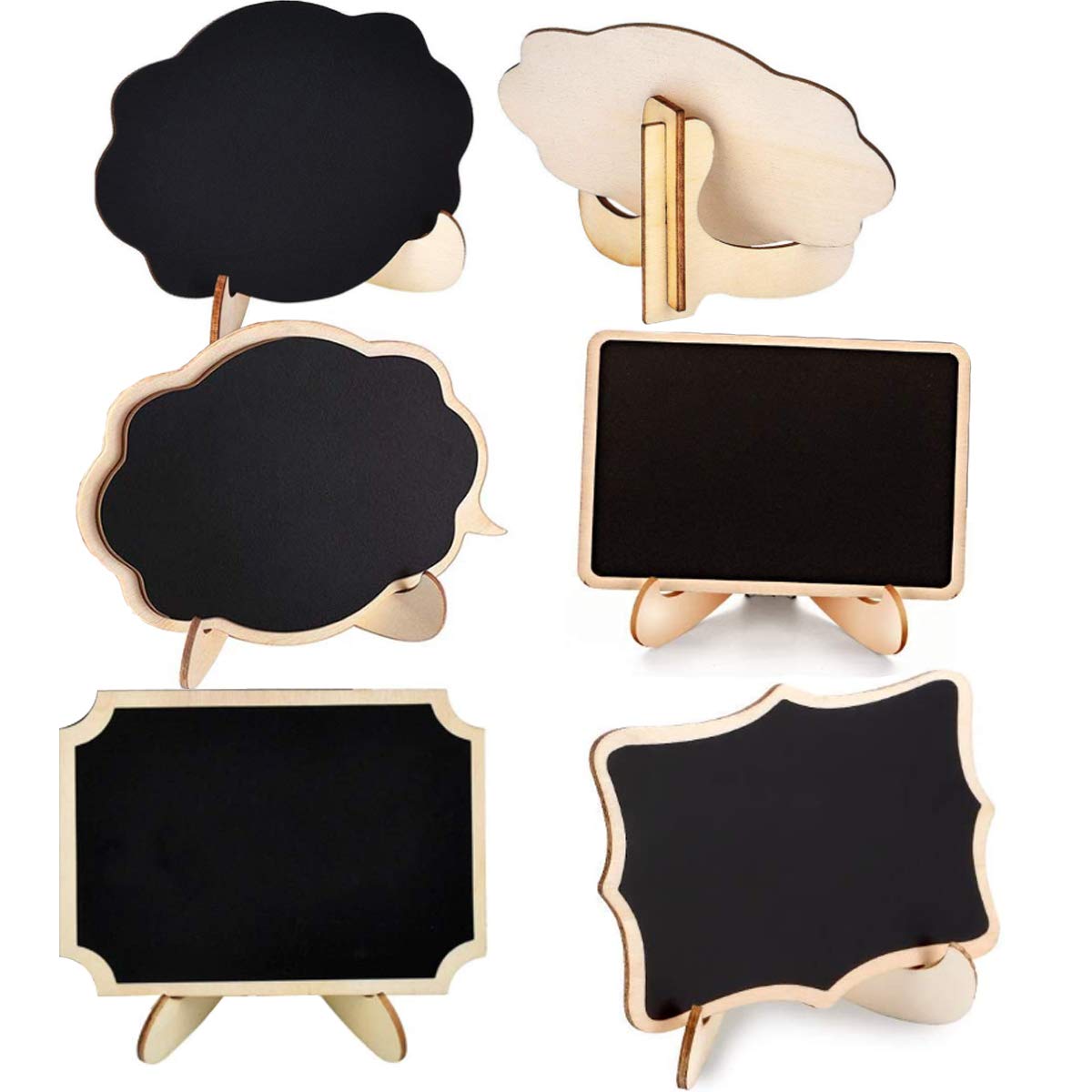 30PCS Mini Chalkboard Signs, Small Chalkboard Blackboards with Stand,Food Labels for Buffet,Reusable Wooden Erasable Chalk Board for Weddings Birthday and Parties(5designs)