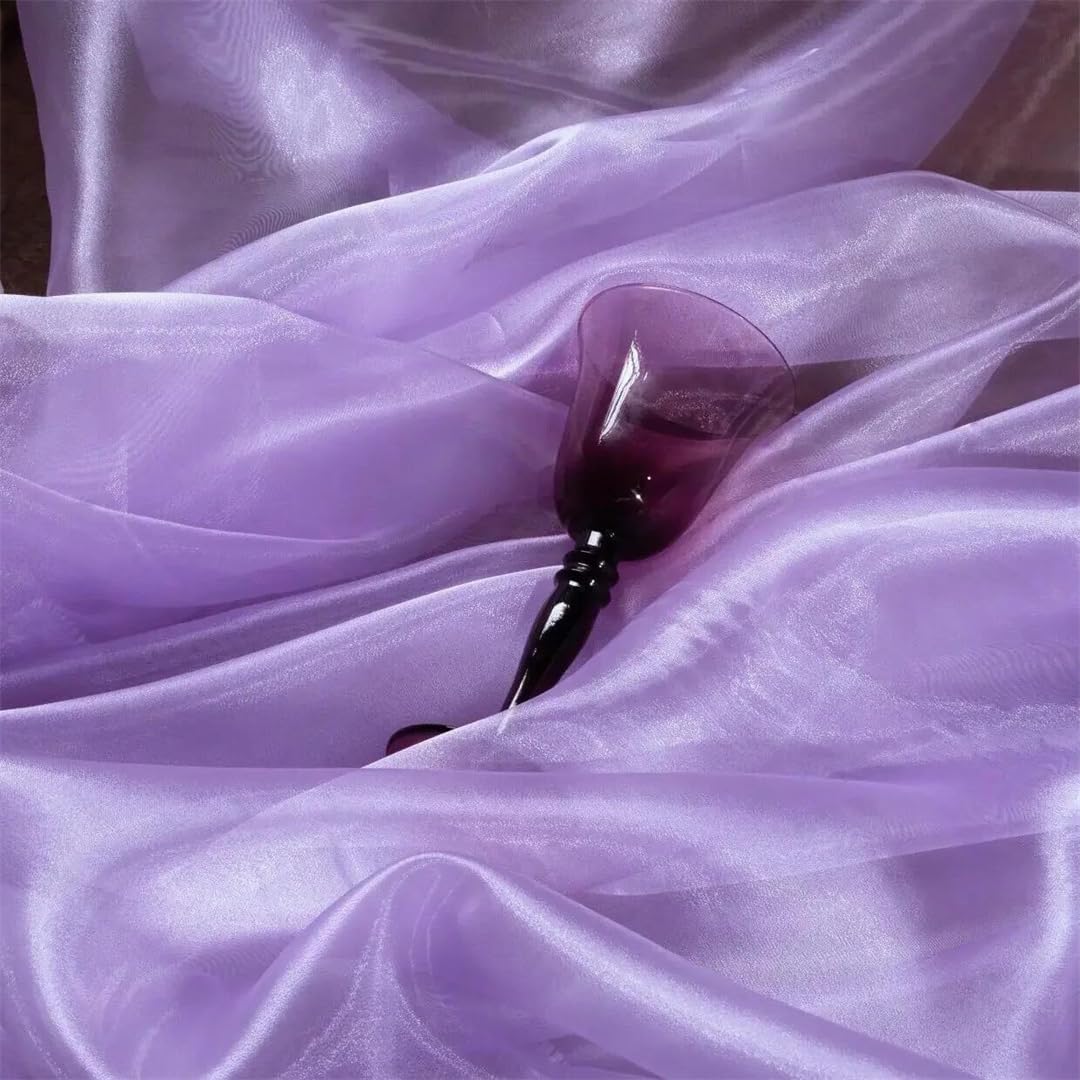 Organza Fabric， Multicolor Sequined Polyester Organza Fabric 100cm X 150cm for Sewing and Decoration(Purple)