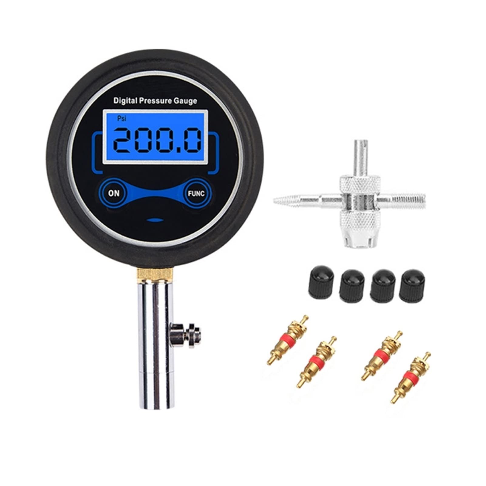 Inflador de neumáticos de Aire para Bicicleta de Coche con manómetro Digital 200PSI LCD presión (E)