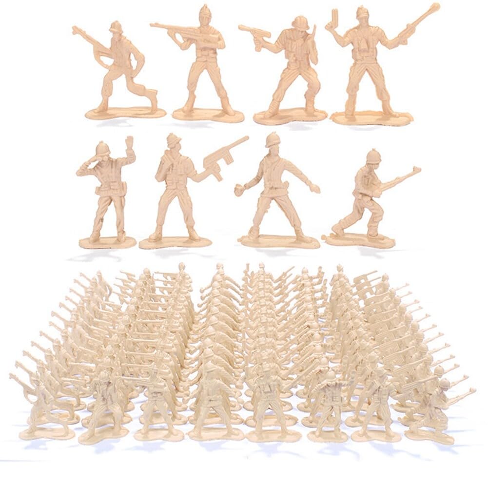 LICHENGTAI 100 Pcs Army Men Figures 4.5cm Plastic Small Soldiers Figures Military Soldier Playset Military Mini Figures Army Men Models Military Toy Accessories Gifts for Kids Age 3+
