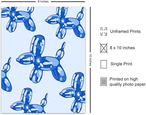 Miniatura 2 de Pop art Balloon Dog Wall Art - Aesthetic Contemporary art - Preppy Room Decor - Blue VSCO Retro art Bedroom Decor - Trendy Modern art Poster - Woman