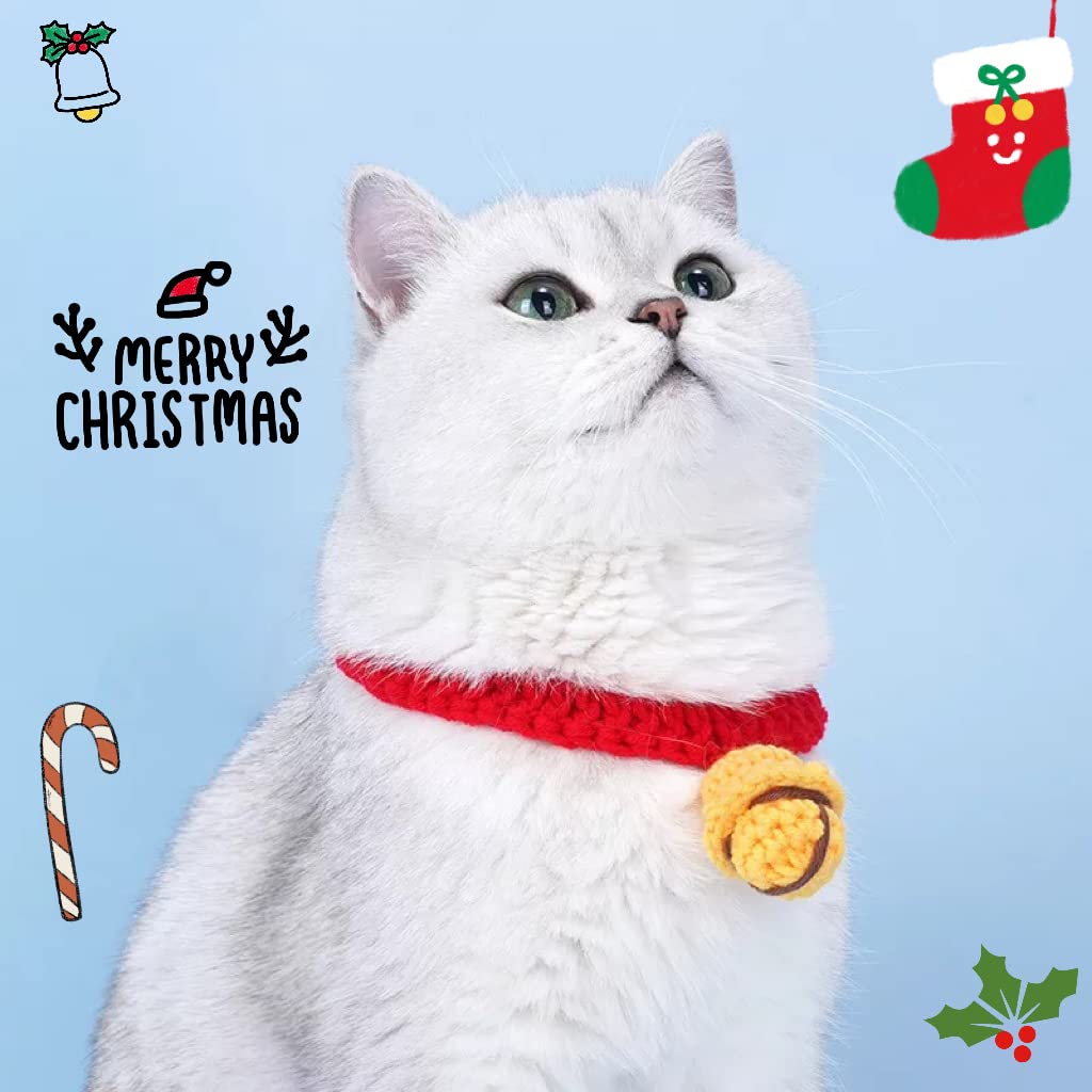 Joiena Cat Dog Christmas Costume Pet Scarf Outfit, Xmas Cat Clothes Collar, Christmas Necklace Scarf, Soft and Cute Apparel for Cats and Puppy, Funny Christmas Pet Dress Up