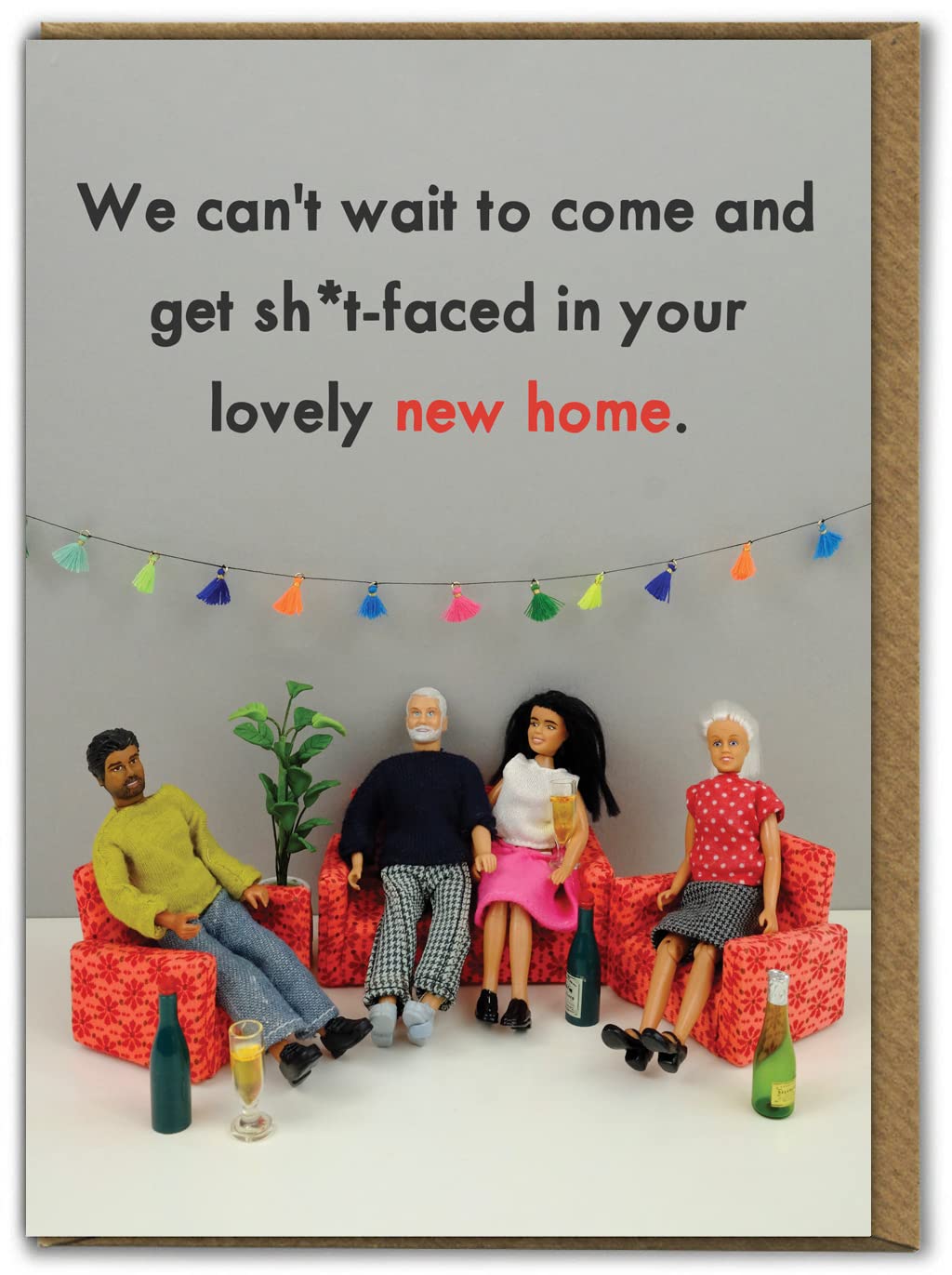Funny New Home Card - Congratulations - 'Sh*t Faced New Home' - Moving House - Hilariously Funny Cards - Cheeky Cards For Him Her Friends Mates - Novelty Humour Cards