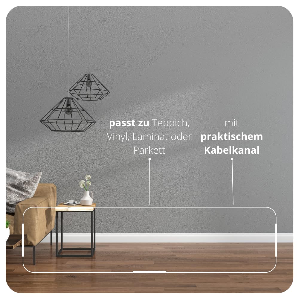 REESE - Sockelleiste - Leipziger Profil - MDF WEISS - Folie Oben Abgeschrägt - (60mm Höhe, 15 Stück / 34,5lfm) - nicht selbstklebend - 230 cm