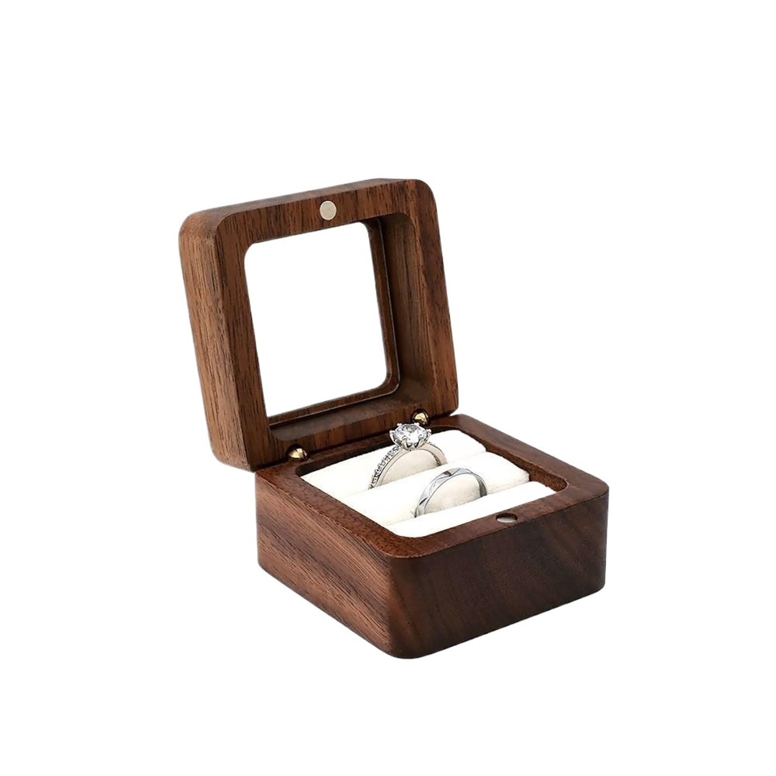 MKYYIOED Wooden Ring Box Wooden Jewelry Box Lover Ring Display Engagement Wedding Couples Storage Holder Marriage Anniversary