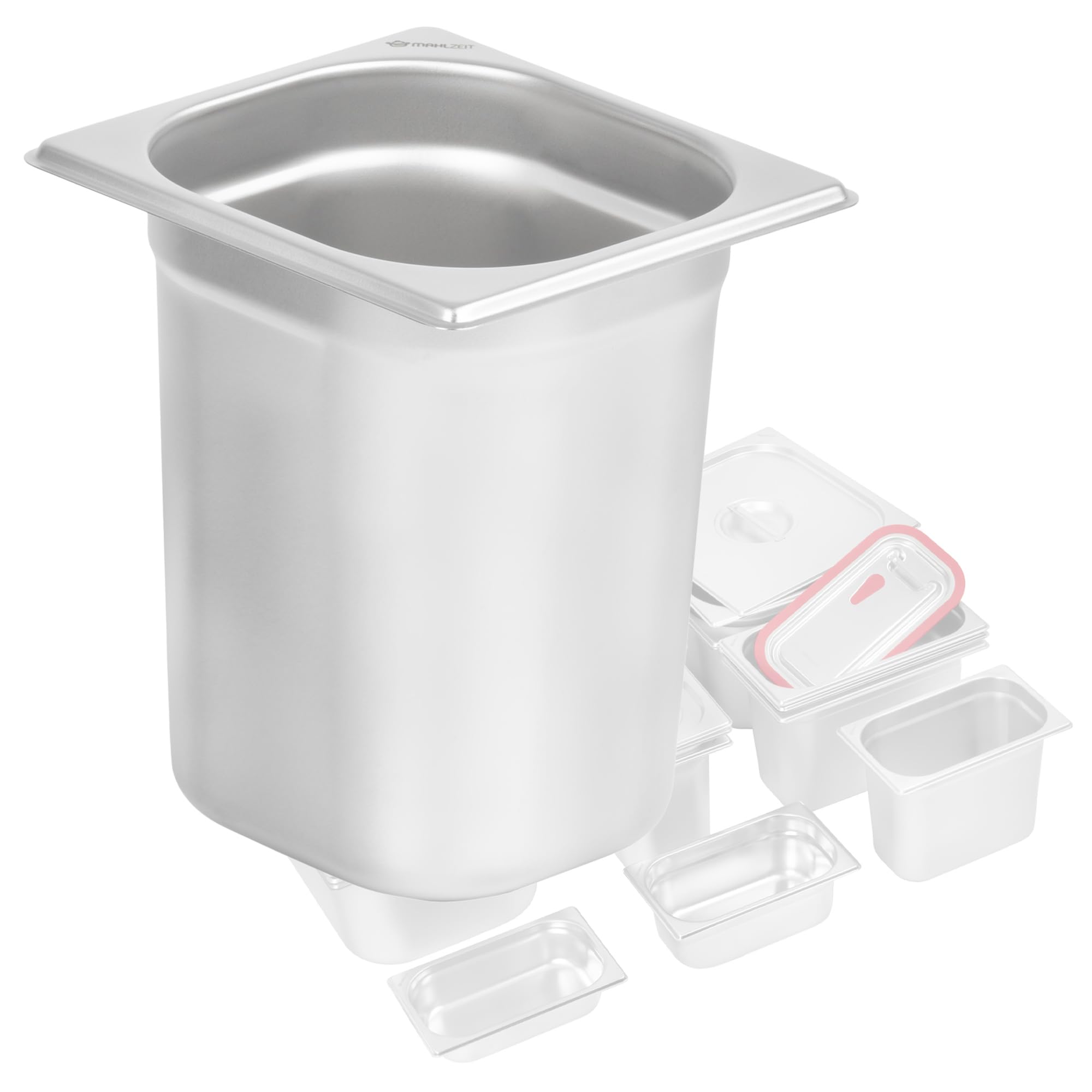 Mahlzeit Recipiente GN 1/6 | Altura 200 mm | Varios tamaños disponibles | Contenedor gastronómico de acero inoxidable | Contenedor Gastronorm, recipiente de calor para platos Chafing Dishes