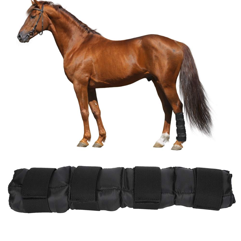 Bottes De Glace Pour Chevaux Lot De 2 – Enveloppes De Jambe Réfrigérantes Noires En Nylon