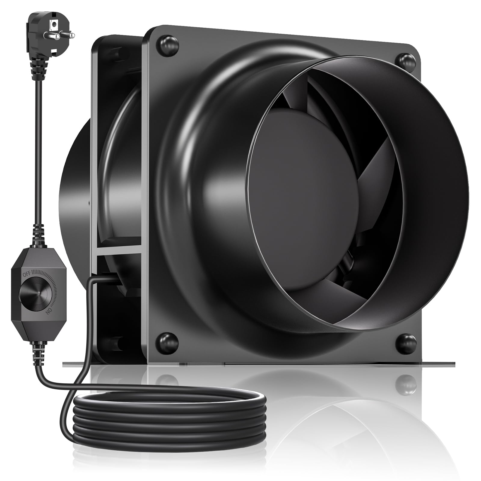 HG Power Ventilatore a tubo regolabile, 100 mm, ventola di scarico 199 m³/h, silenziosa per cucina, bagno, garage, cantina, colore nero