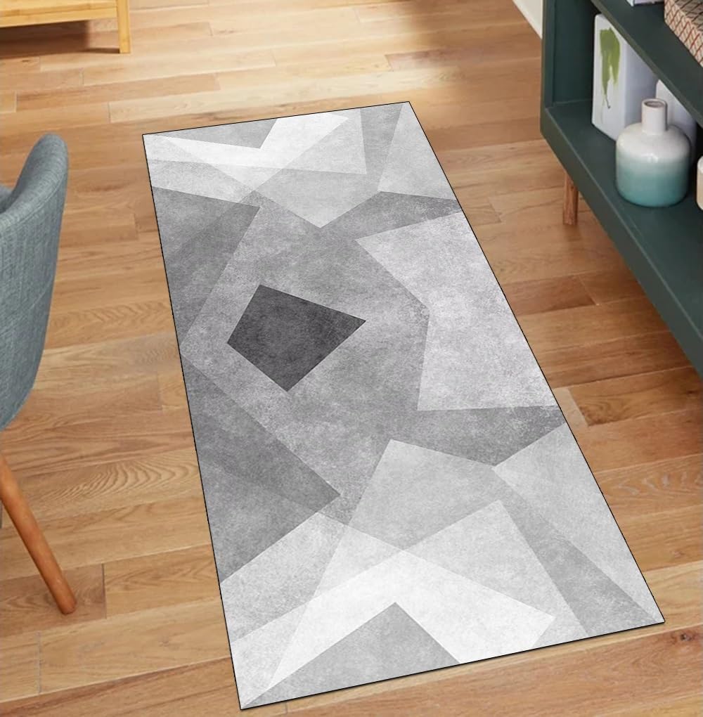 Alfombra de pasillo gris 100x180 cm moderna lavable para decorar el hogar 1