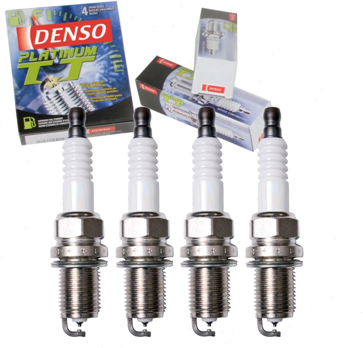 4 pc DENSO Platinum TT Spark Plugs compatible with Toyota Corolla 1.6L 1.8L L4 1993-2008