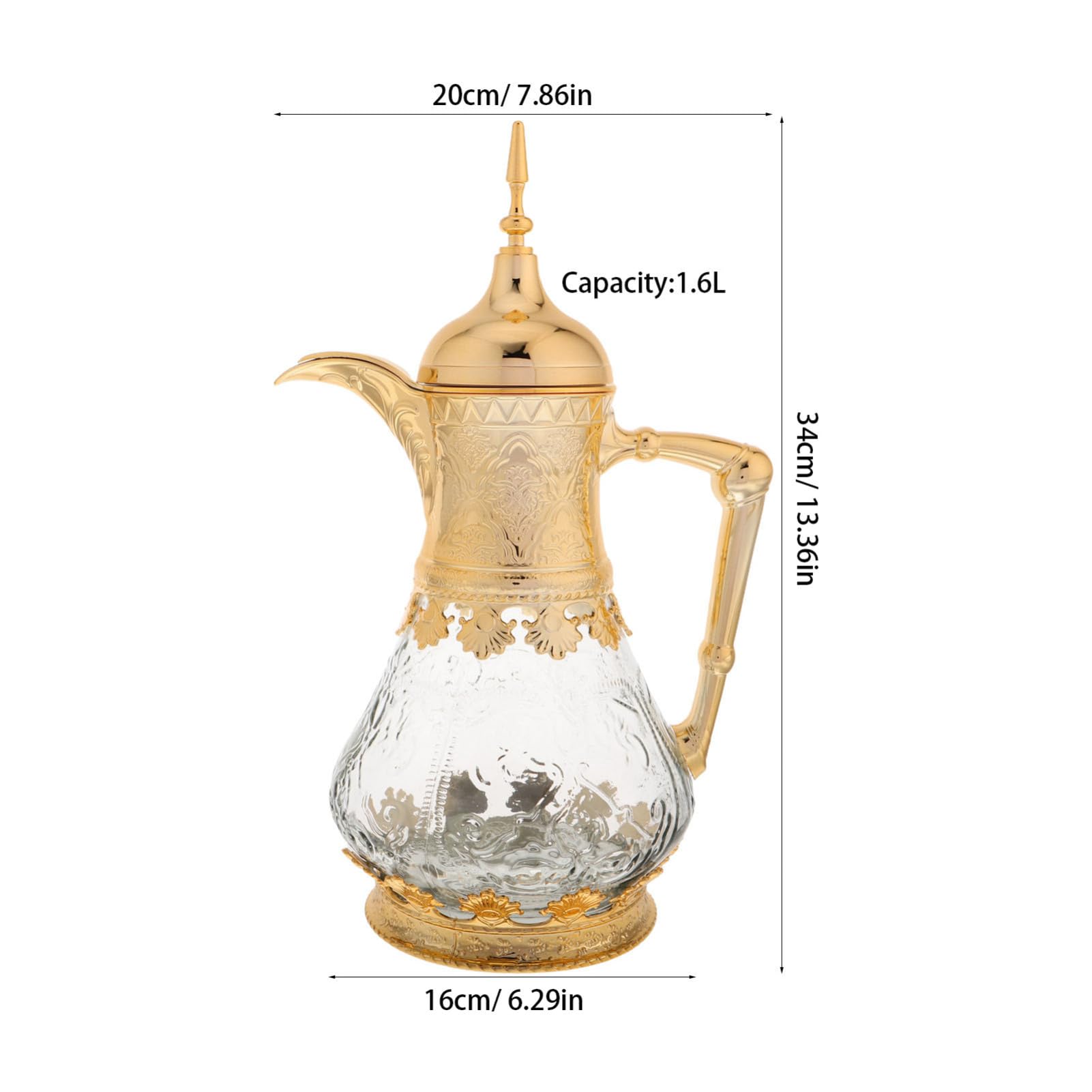 STOBAZA Middle Eastern Cold Water Carafe Beverage Dispenser with Spout Elegant Teapot Kettle for Iced Tea Juice Travel Office Party and Camping Use