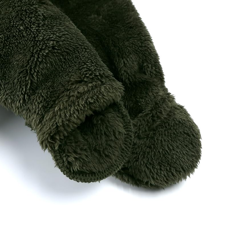 Verve Jelly Mono de invierno con cremallera para bebé recién nacido, niño y niña, sudadera con capucha y orejas de oso y pies, ropa de invierno cálida de polar