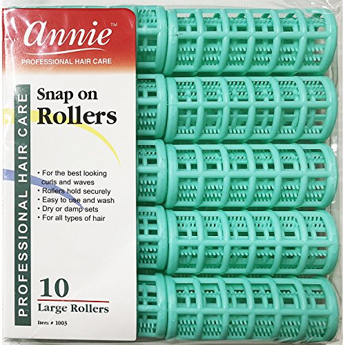 Annie Snap on Rollers #1003, 10 Count Green Large 7/8 Inch (5 Pack)