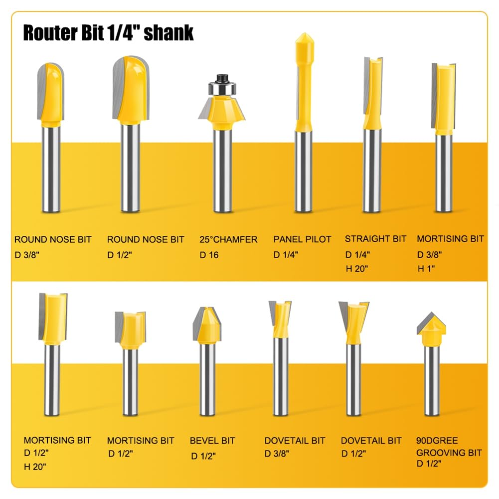 Testa di Fresatura per Incisione con Angoli Arrotondati, Macchina per Incisione, Cutter, Set di 24 Pezzi, Set di Punte per Router per Lavorazione del Legno, Kit con Punta In Carburo.