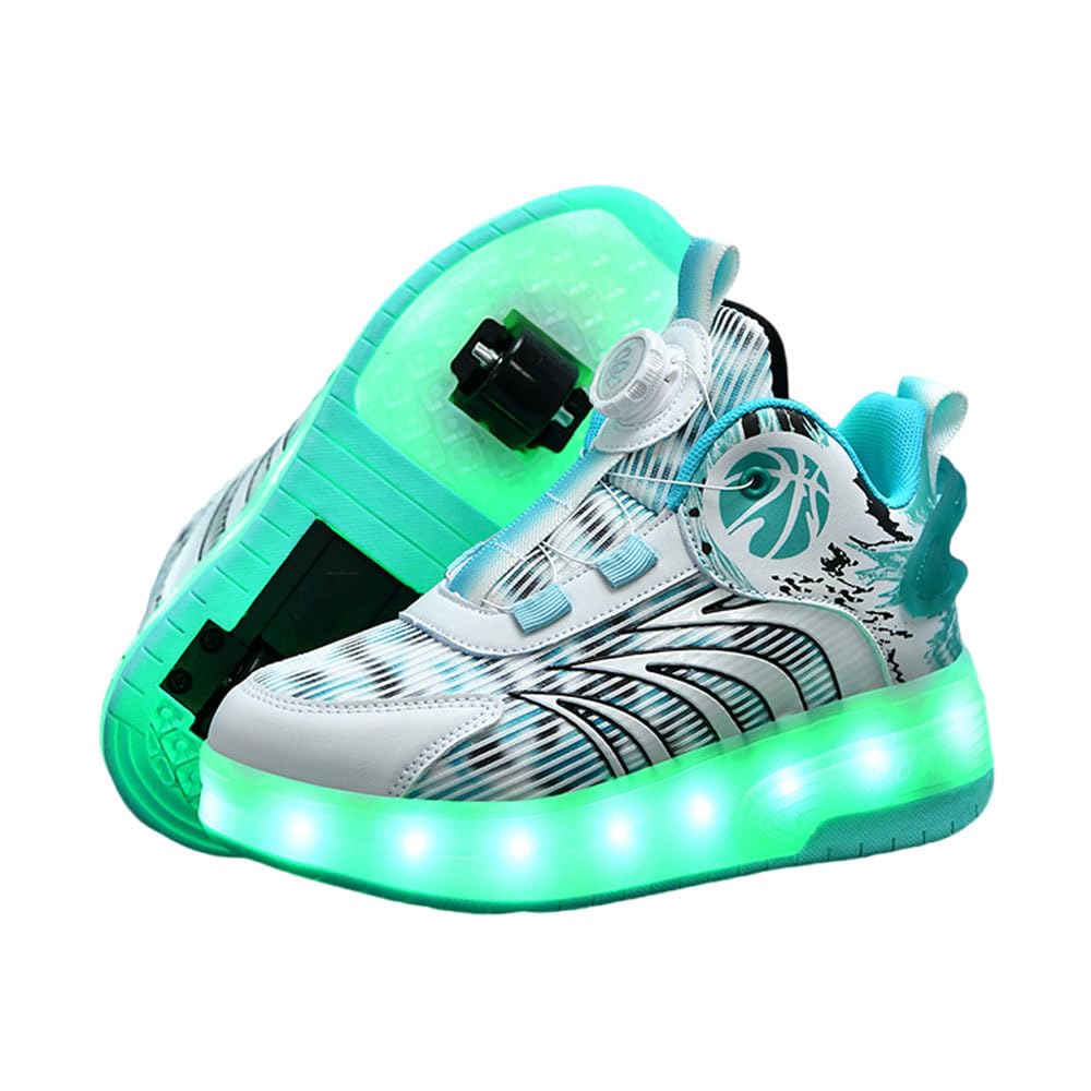 ENEN Zapatos con Ruedas, 2 Ruedas Zapatillas con Dos Ruedas para Niños y Niña Zapatillas con Ruedas Skateboarding Zapatos Bambas 29-40 EU