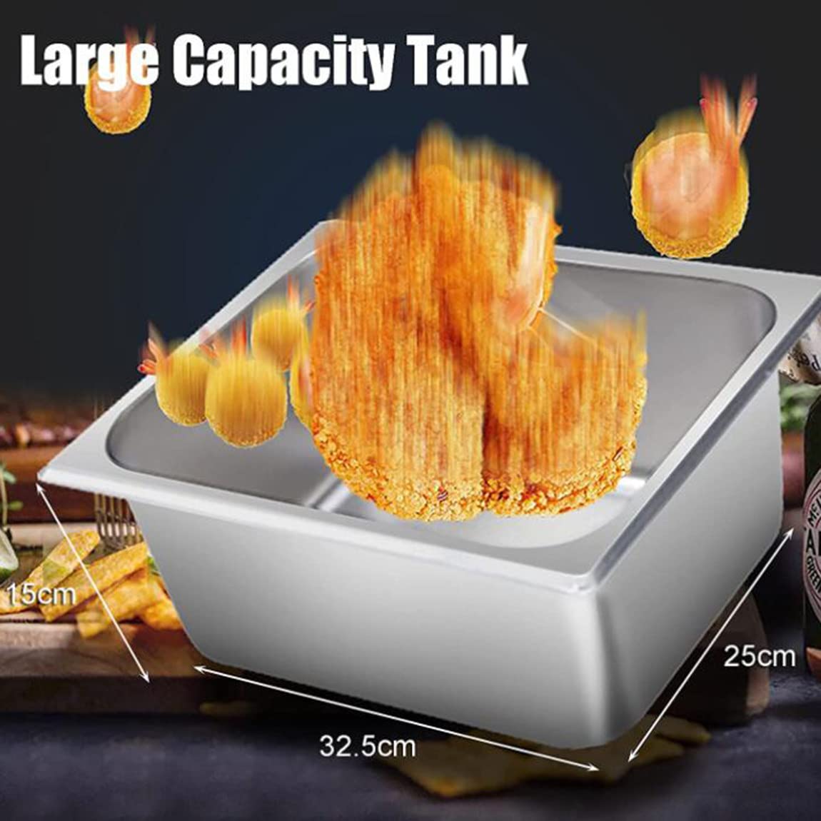 Friggitrice Professionale a Gas GPL, friggitrice Professionale in Acciaio Inox con cestelli e coperchi, per Cucina Domestica, Ristorante Commerciale, Doppio Cilindro 10L + 10L