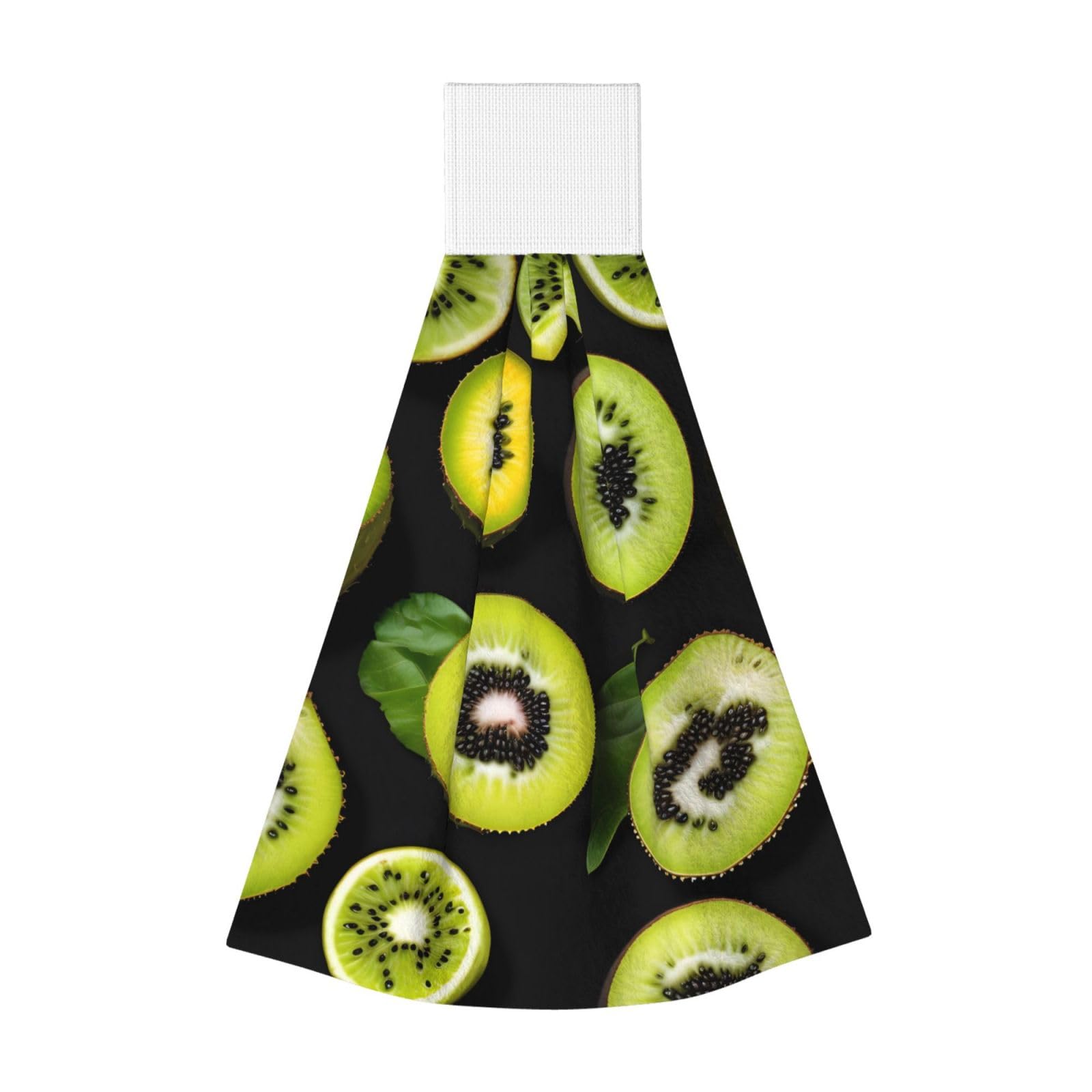 WUPngg Green kiwi Bathroom Tie Towels/Dish Cloth,Kitchen Hanging Towel, Coral Fleece Dry Cleaning Hand Dishcloths One Size