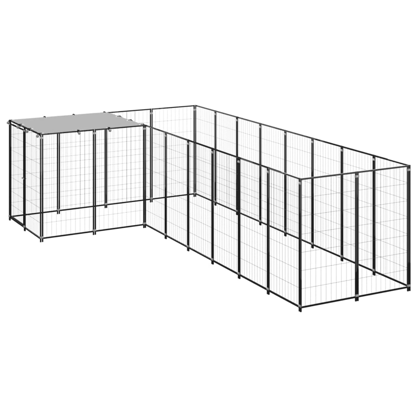 Homgoday Czarna klatka dla psa 6,05 m² stalowa klatka dla psa wewnętrzna klatka dla psa Kennel dla psów klatki dla psów ogrodzenie dla psów na zewnątrz ogrodzenie dla psa model 3082225
