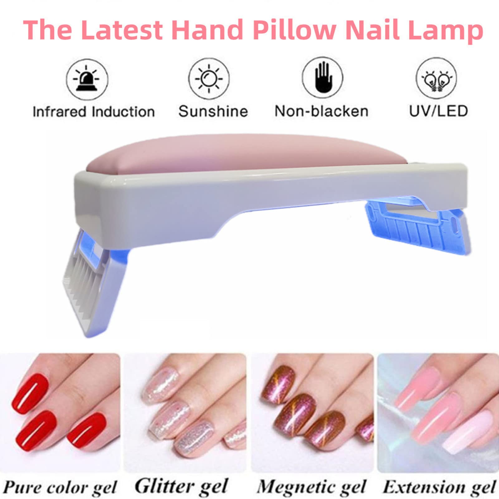 lishumei Hand Pillow Nail Lamp, 72W UV Light for Nails Nail Dryer Gel Nail Polish Curing LED UV Light with 3 Timers for Fingernail Toenail Salon (Pink)