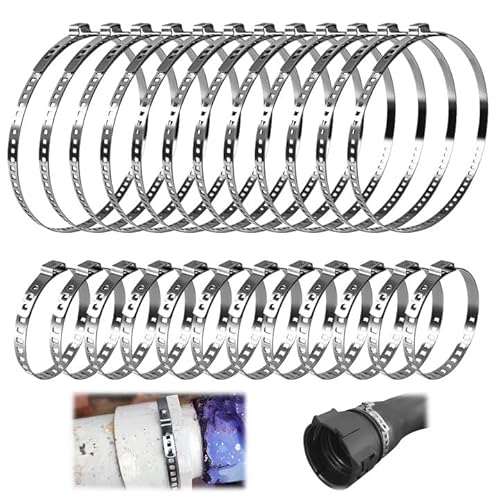 30 Pièces Collier de Serrage Inox, Collier de Serrage Métallique, 20-120mm Pince a Collier Durite, Collier Soufflet Cardan pour Tuyau D'eau, Câble, etc
