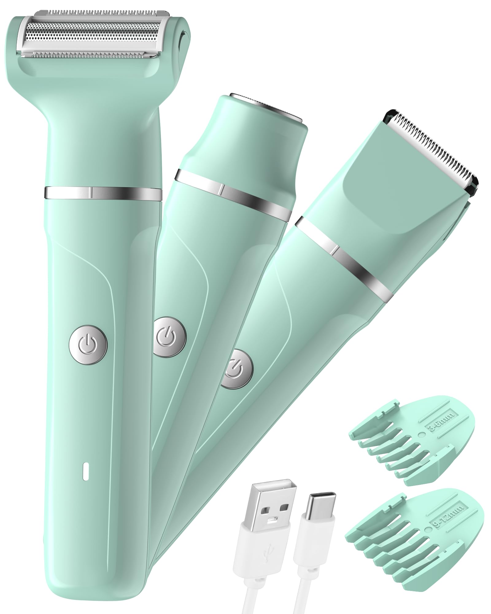 Afeitadora para mujer, afeitadora íntima 3 en 1 para mujeres, depiladora facial para mujeres, afeitadora eléctrica para mujer para piernas, brazos, axilas y zona del bikini, recortadora impermeable