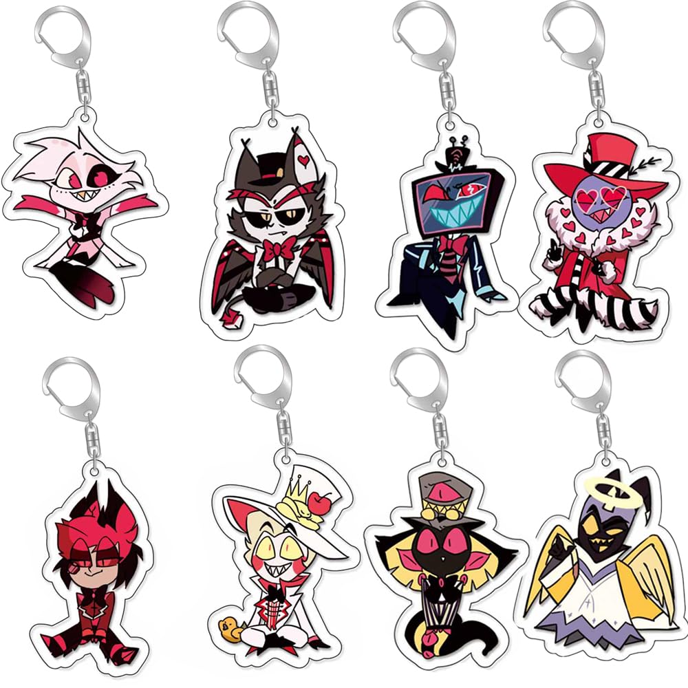 Hazbin Hotel Keychain 8pcs Set Anime Alastor Angel Dust Charlie |  Desertcart Seychelles
