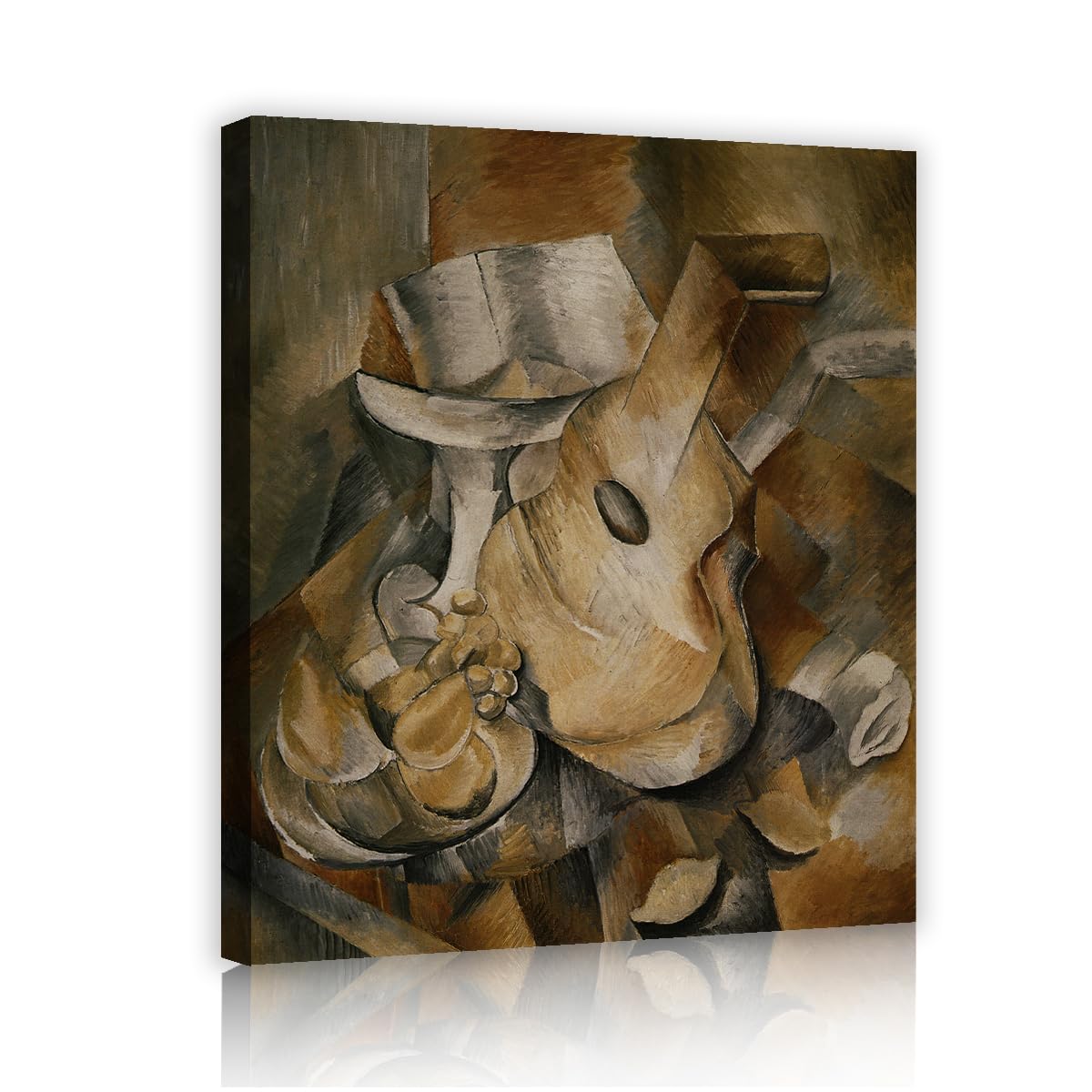 TOANGWALL Georges Braque Guitar and Fruit Dish Canvas Wall Art Bedroom Modern Expressionism Retro Instrument Framed Poster for Kitchen Decor 85x100cm