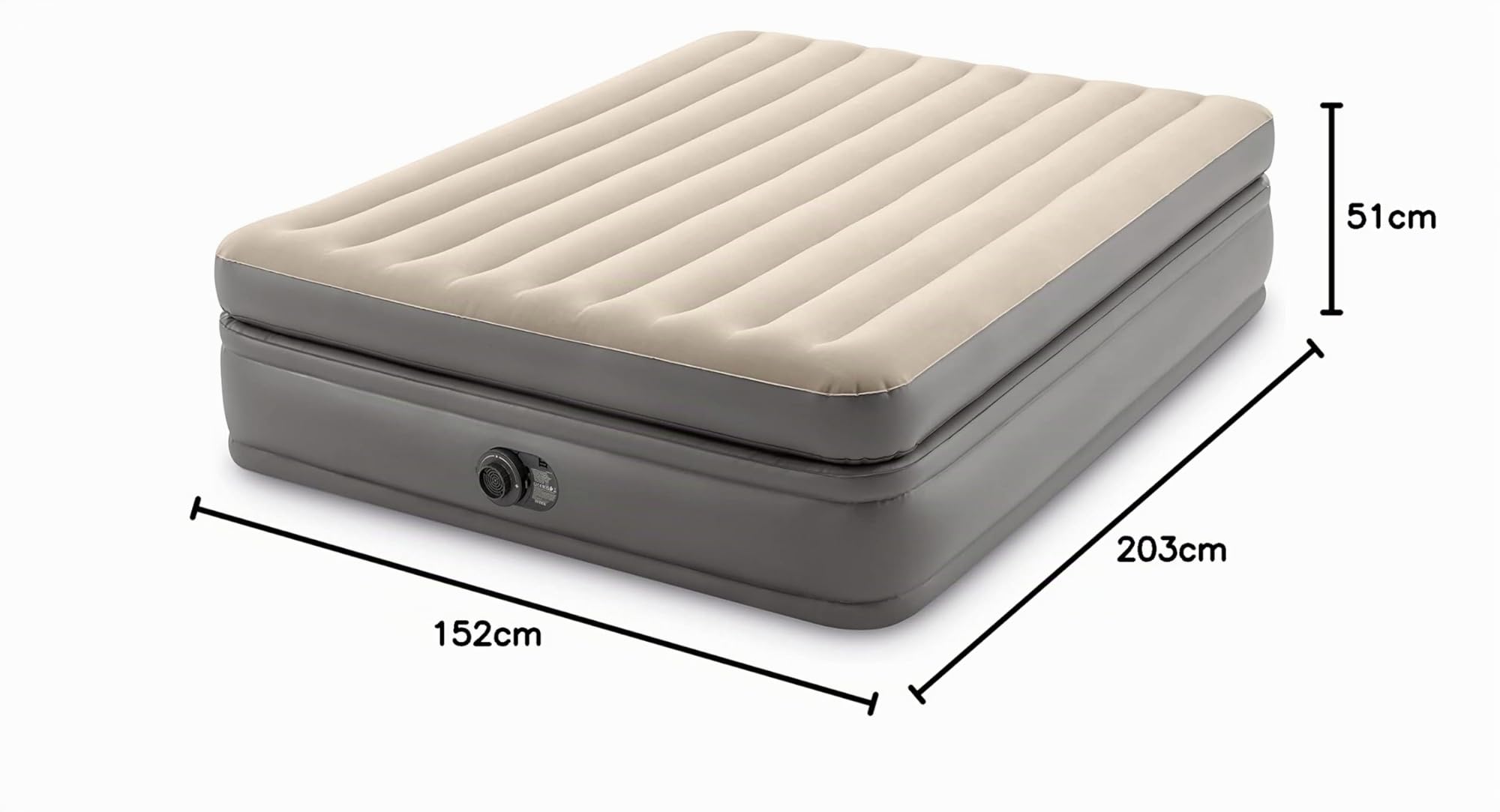 Intex 64164 Prime Comfort Elevated Colchón Inflable Doble, Peso Máximo Soportado 272 kg, 152 x 203 x 51 cm