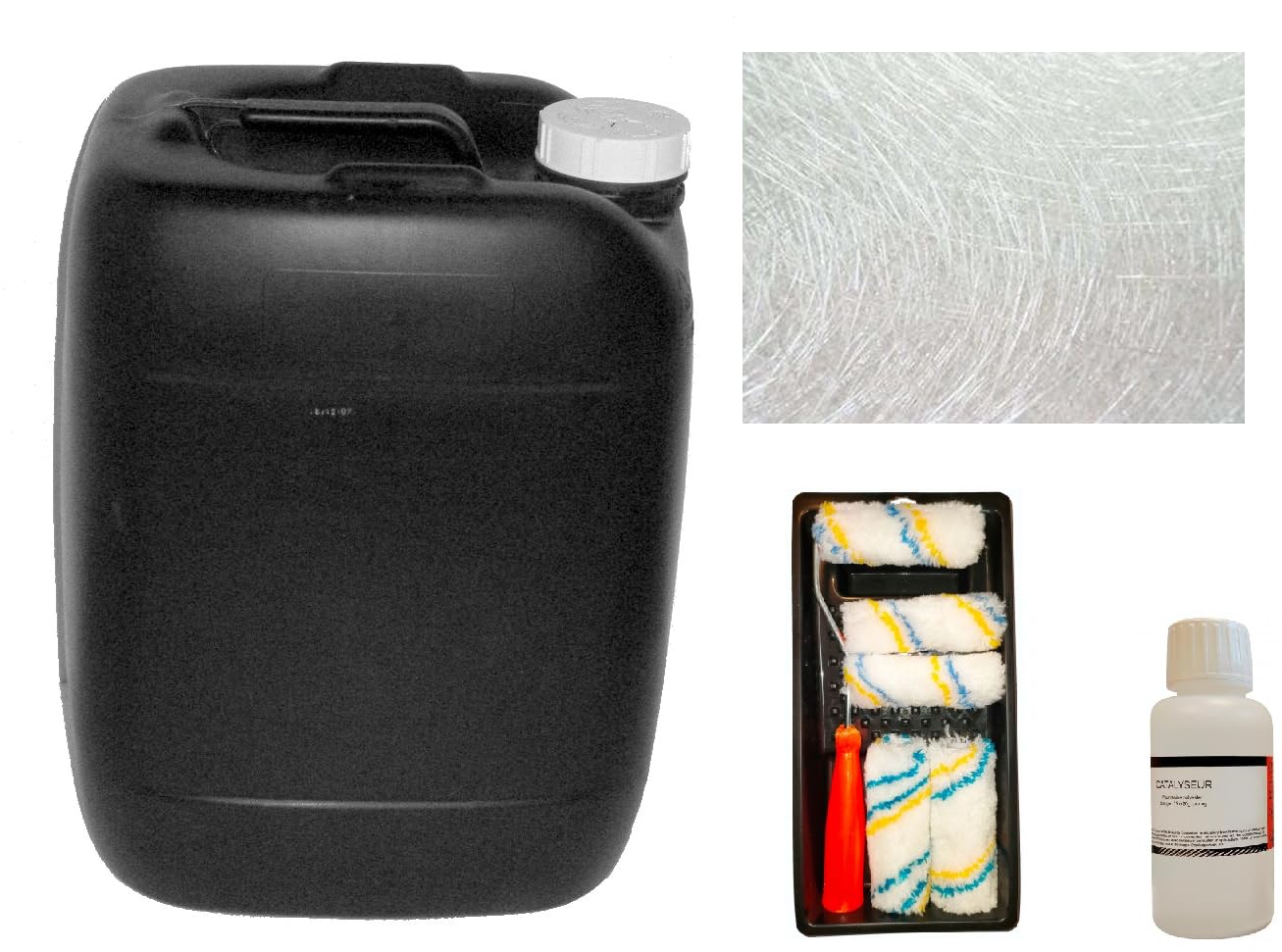 Kit de resina de poliéster de 25 kg con 500 g de catalizador, ideal para proyectos de reparación y creaciones de bricolaje (resina + 25 m² de mate de cristal 300 g)