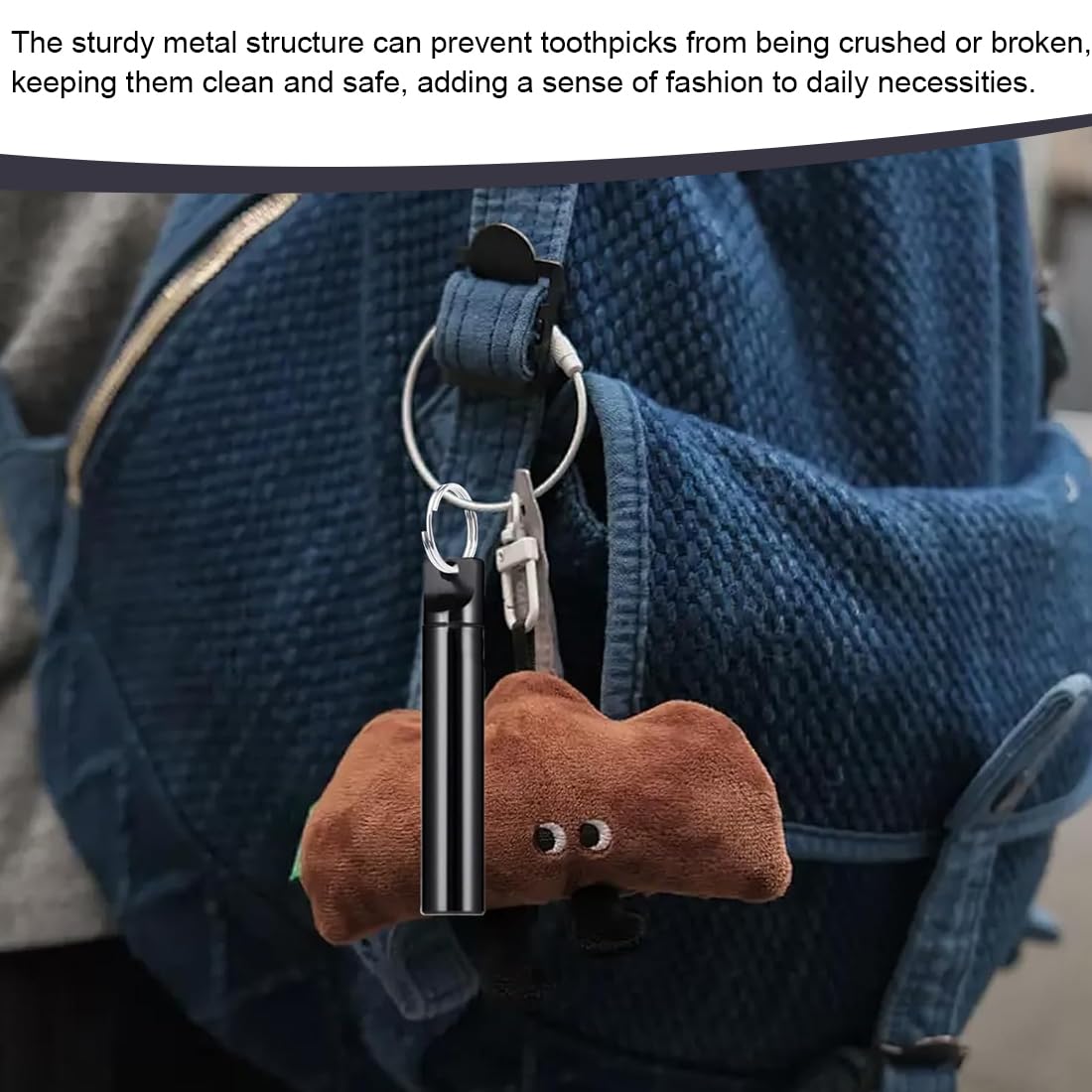 2 Pezzi Porta Stuzzicadenti in Metallo Custodia Portatile Impermeabile con Portachiavi per Stuzzicadenti, Pillole e Accessori da Viaggio