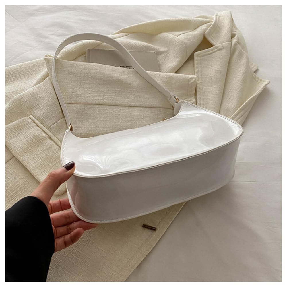 Patent Leather Clutch Purse Shiny Evening Handbags for Women Armpit Shoulder Bag MINI Hobos: Rose