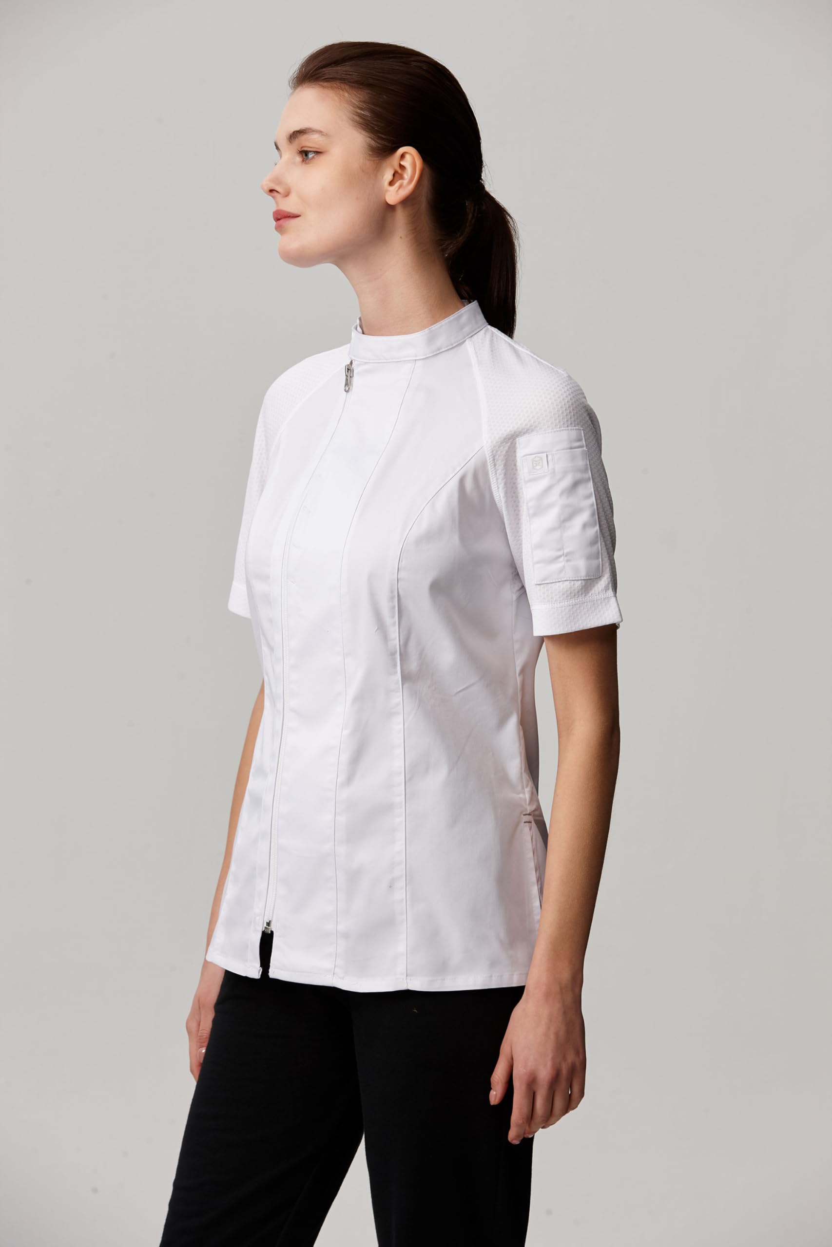 Giacca da Cuoco Professionale da Donna, Maniche Corte, Traspirante 28151W