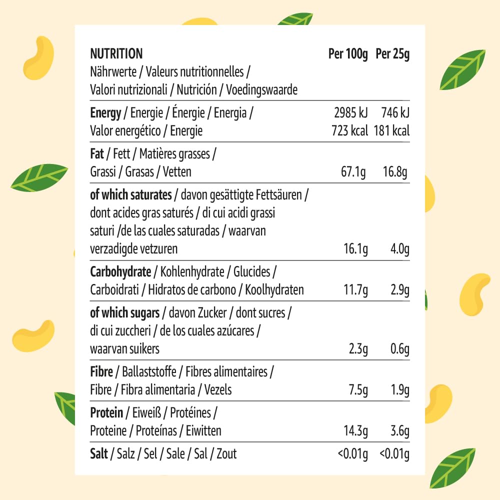 Marca Amazon - Happy Belly Anacardos tostados y salados, 150g, Paquete de 6