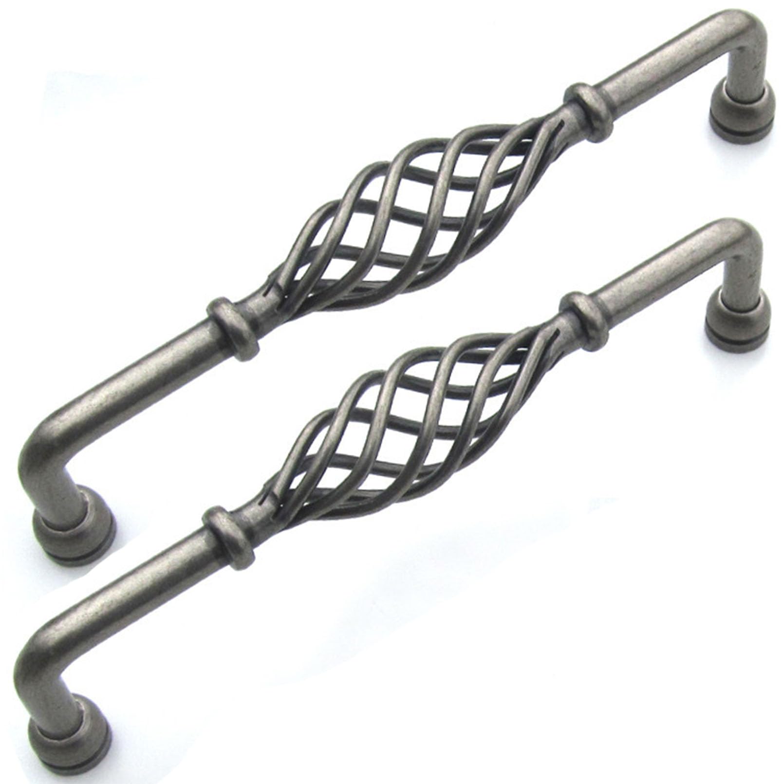 XIAODANHUA Drawer Pulls 2 Pcs Iron-Nickel Alloy Cabinet Pull Handles Decorative Wardrobe Door Handles Openwork Design Kitchen Pulls (Hole Distance 192mm)