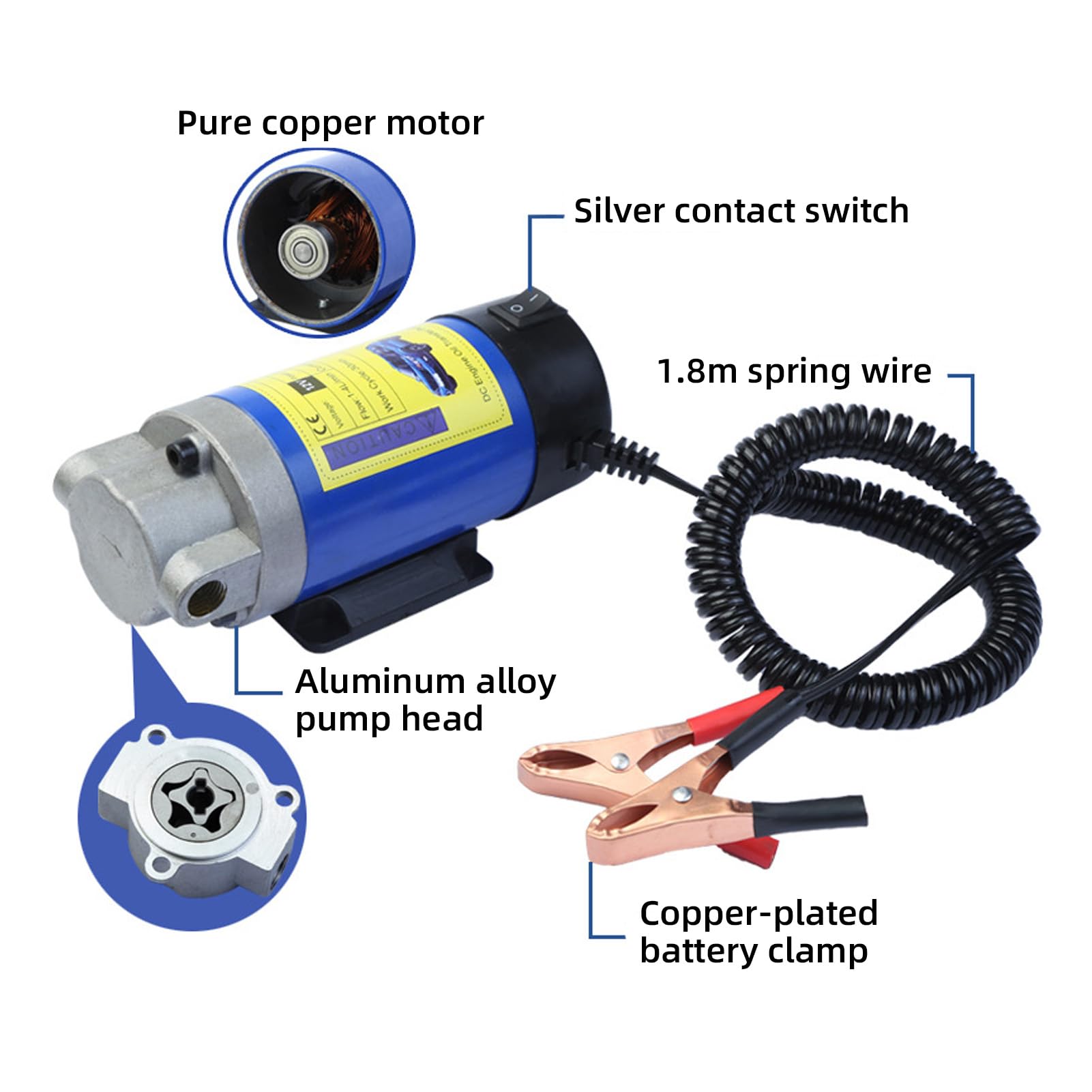 Bomba Extractora de Aceite Eficiente Portátil 12 V 100 W Motor de Cobre para Bomba Aceite Automotriz con Cable Alimentación Extensible, para Coches, Motocicletas, Vehículos Recreativos,